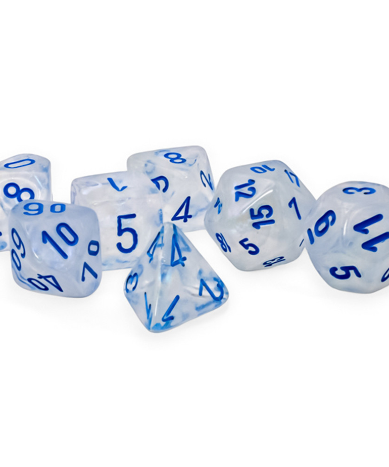 Chessex - CHX Chessex - 7-Set Mega Hedrals - Borealis Icicle w/ Light Blue Luminary