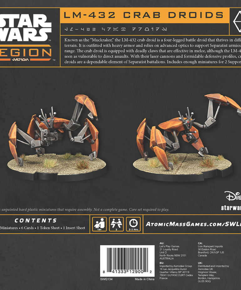 Atomic Mass Games - AMG Star Wars: Legion - LM-432 Crab Droid Unit Expansion