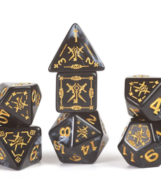 Sirius Dice - SDZ Polyhedral 7-Die Set - D&D Adventure Dice - Rogue (Black)