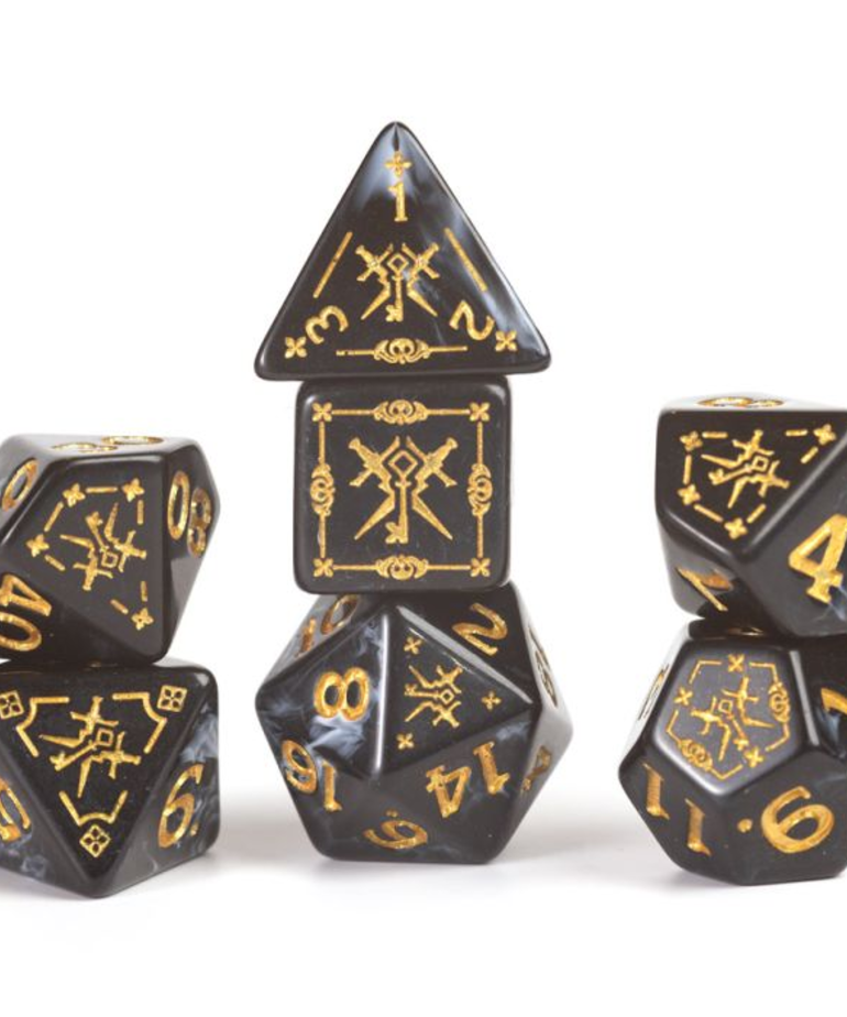 Sirius Dice - SDZ Sirius Dice - Polyhedral 7-Die Set - D&D Adventure Dice - Rogue (Black)