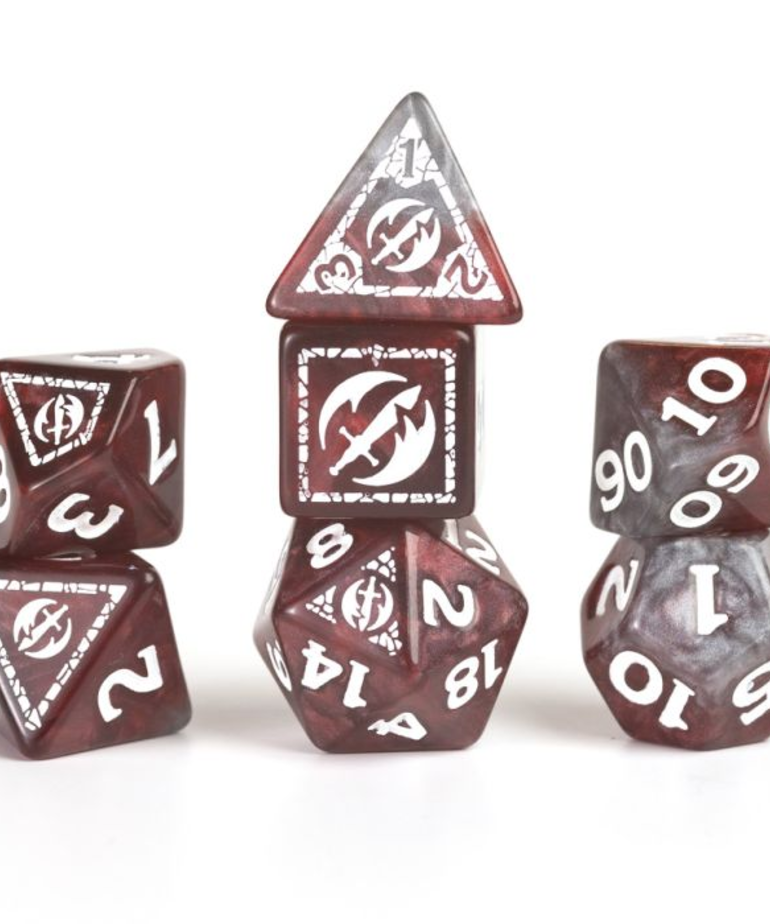 Sirius Dice - SDZ Sirius Dice - Polyhedral 7-Die Set - D&D Adventure Dice - Fighter (Red)