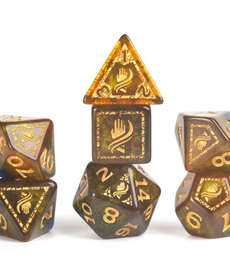 Sirius Dice - SDZ Polyhedral 7-Die Set - D&D Adventure Dice - Monk (Blue/Gold)