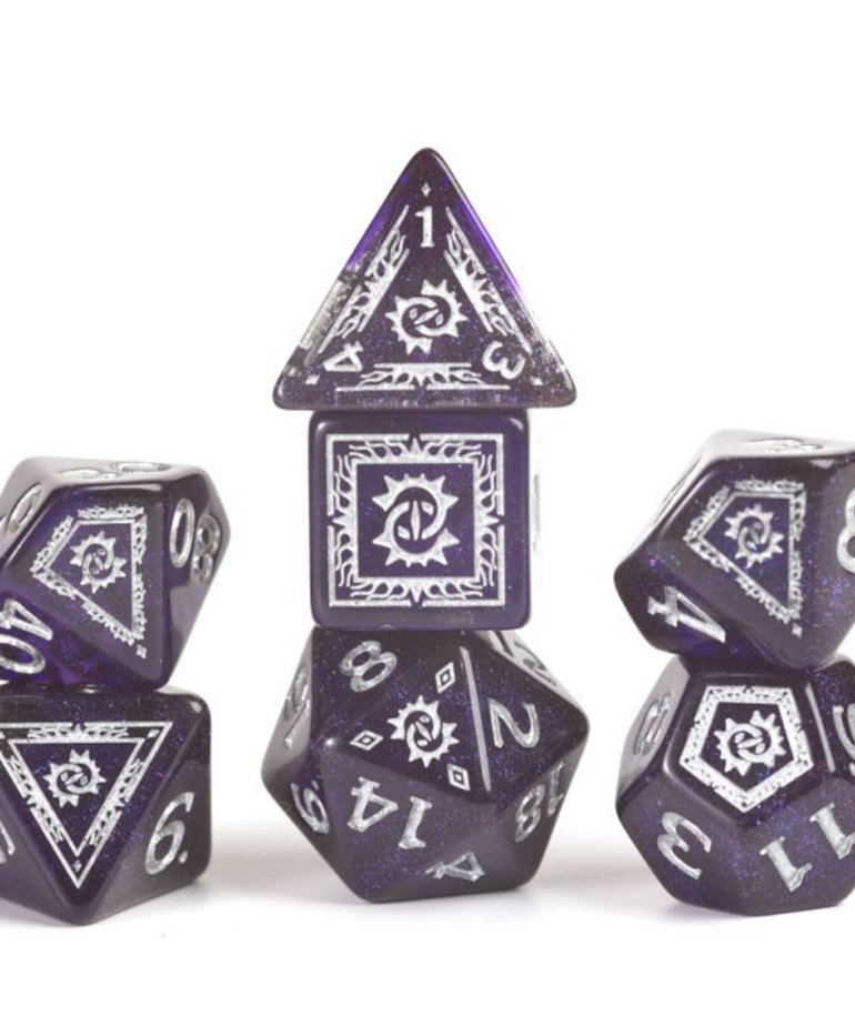 Sirius Dice - SDZ Sirius Dice - Polyhedral 7-Die Set - D&D Adventure Dice - Warlock (Purple)