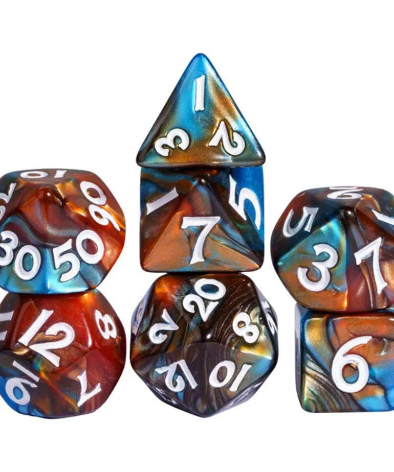 Gameopolis Dice - UDI Gameopolis Dice: Acrylic Mini 10mm-13mm Blend Color Dice - Blue & Brown