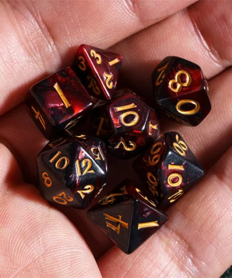 Gameopolis Dice - UDI Gameopolis Dice: Acrylic Mini 10mm-13mm Blend Color Dice - Red & Black