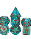 Gameopolis Dice - UDI Gameopolis Dice: Polyhedral 7-Die Set - Handmade Two-Color Glitter Paper Dice - Blue & Black