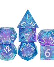 Gameopolis Dice - UDI Gameopolis Dice: Polyhedral 7-Die Set - Sharp Handmade - Glitter Paper - Purple & Blue