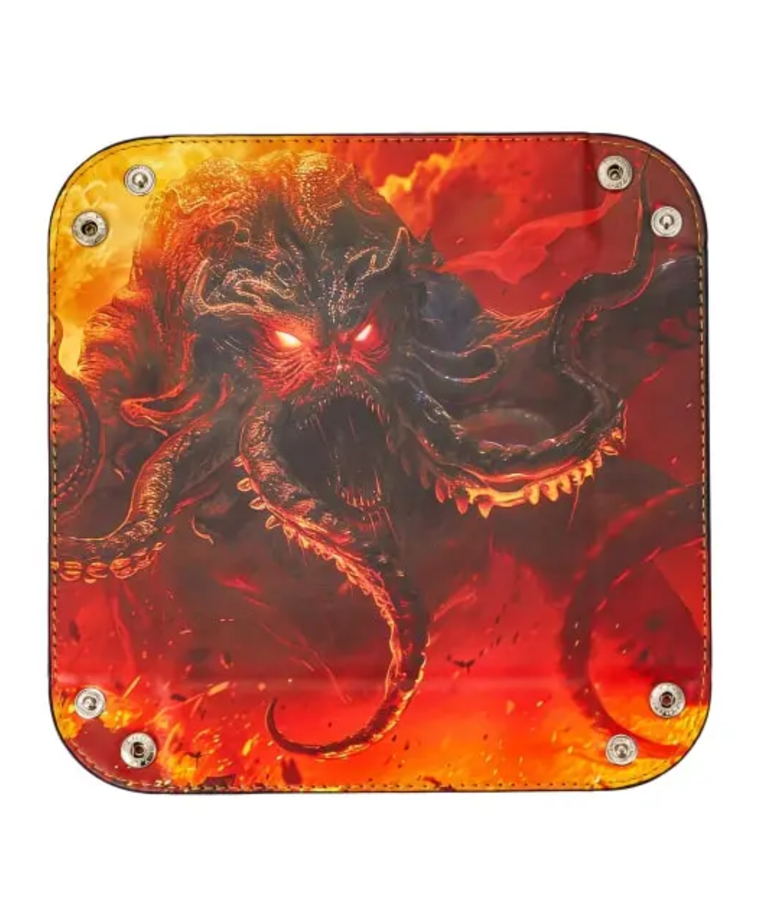 Gameopolis Dice - UDI Gameopolis Dice - Leather Dice Tray - Kraken - Red
