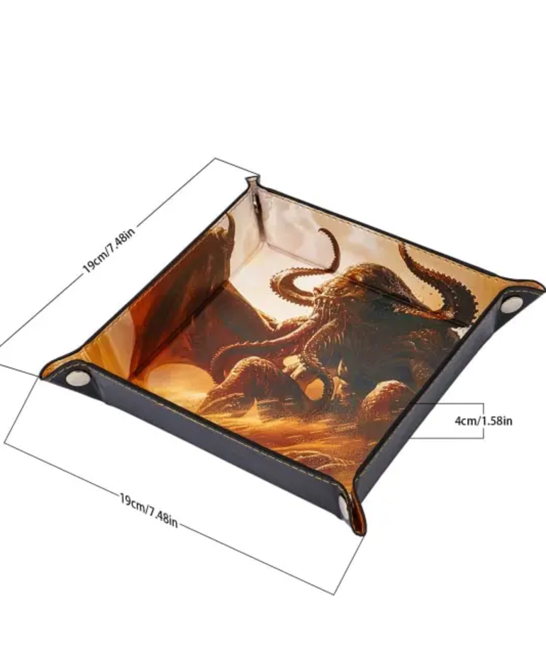 Gameopolis Dice - UDI Gameopolis Dice - Leather Dice Tray - Kraken - Brown