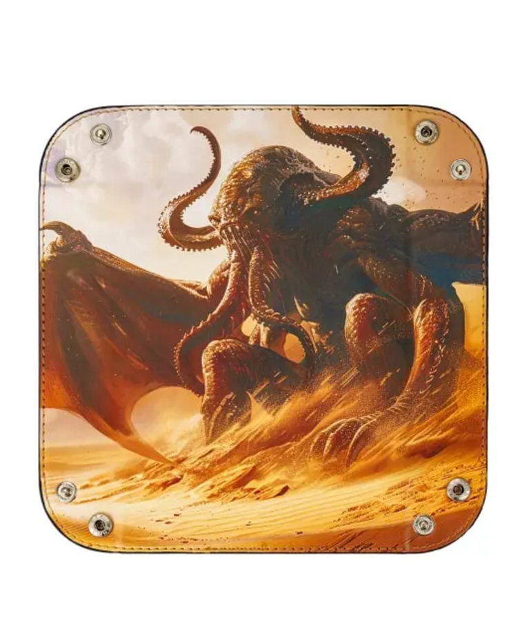 Gameopolis Dice - UDI Gameopolis Dice - Leather Dice Tray - Kraken - Brown