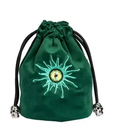 Gameopolis Dice - UDI Flannel Drawstring Dice Bag - Green Demon Eye