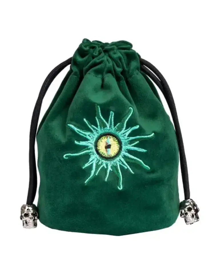 Gameopolis Dice - UDI Gameopolis: Dice Bag - Flannel Drawstring Bag - Demon Eye - Green