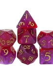 Gameopolis Dice - UDI Gameopolis: Dice - Polyhedral 7-Die Set - Resin Galaxy Corner Cut Dice - Purple & Red