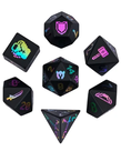 Gameopolis Dice - UDI Gameopolis Dice: Polyhedral 7-Die Set - Obsidian Gemstone Dice - Rainbow