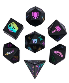 Gameopolis Dice - UDI Obsidian Gemstone Dice - Rainbow