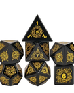 Gameopolis Dice - UDI Gameopolis Dice: Polyhedral 7-Die Set - Obsidian Gemstone Dice - Lightning Pattern