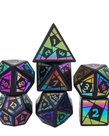 Gameopolis Dice - UDI Gameopolis Dice: Polyhedral 7-Die Set - Obsidian Gemstone Dice - Cutting Pattern