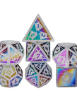 Gameopolis Dice - UDI Gameopolis: Dice - Polyhedral 7-Die Set - White Quartz Gemstone Dice - Rainbow Cutting Pattern