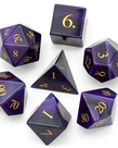 Gameopolis Dice - UDI Gameopolis Dice: Polyhedral 7-Die Set - Agate Gemstone Dice w/ Black PU Leather Hexagon Box - Purple