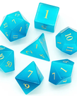 Gameopolis Dice - UDI Gameopolis: Dice - Polyhedral 7-Die Set - Cat Eye Gemstone Dice w/ Black PU Leather Hexagon Box - Blue 2