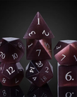 Gameopolis Dice - UDI Gameopolis: Dice - Polyhedral 7-Die Set - Cat Eye Gemstone Dice w/ Black PU Leather Hexagon Box - Purple