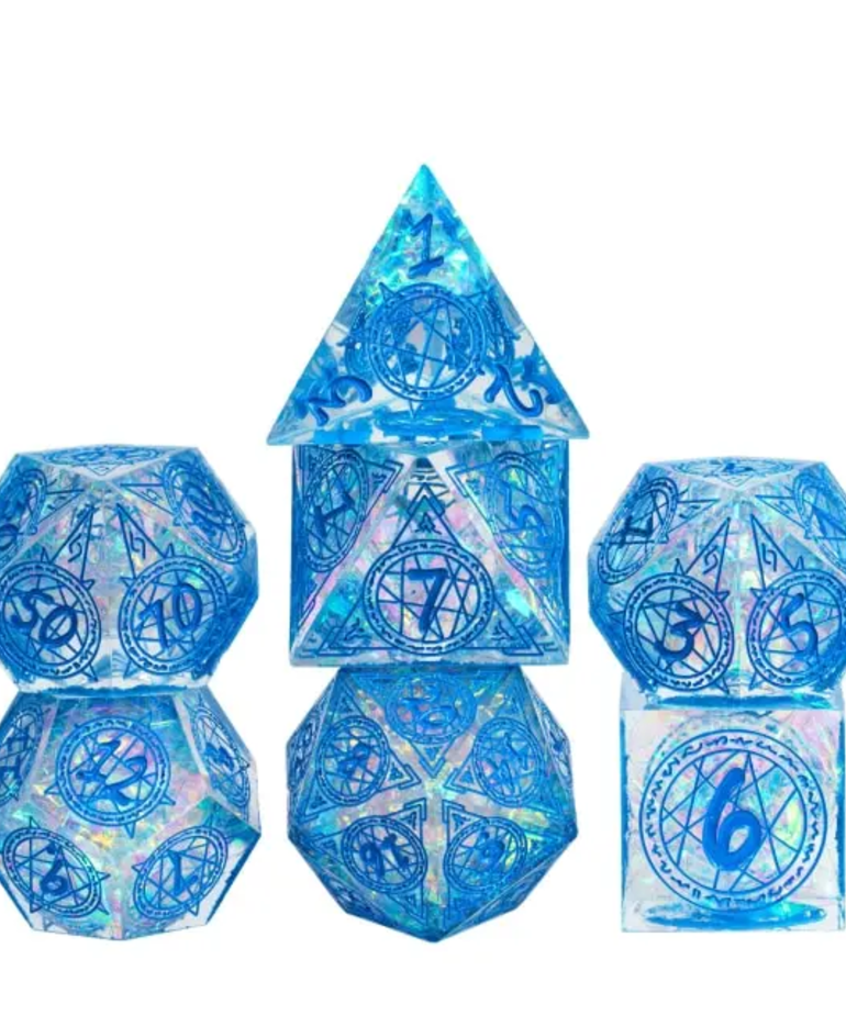 Gameopolis Dice - UDI Gameopolis: Dice - Polyhedral 7-Die Set - Sharp Handmade Magic Circle - Blue