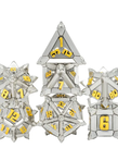 Gameopolis Dice - UDI Gameopolis: Dice - Polyhedral 7-Die Set - Pinwheel Metal Dice - Silver w/ Gold