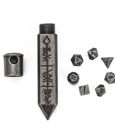 Gameopolis Dice - UDI Mini Polyhedral 7 Set - Metal - Super Small Bullet - Silver