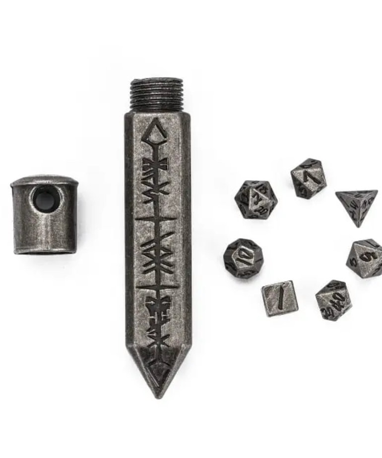 Gameopolis Dice - UDI Gameopolis Dice - Mini Polyhedral 7 Set - Metal - Super Small Bullet - Silver