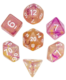Gameopolis Dice - UDI Acrylic Two-Color Swirl Translucent Dice - Purple Yellow