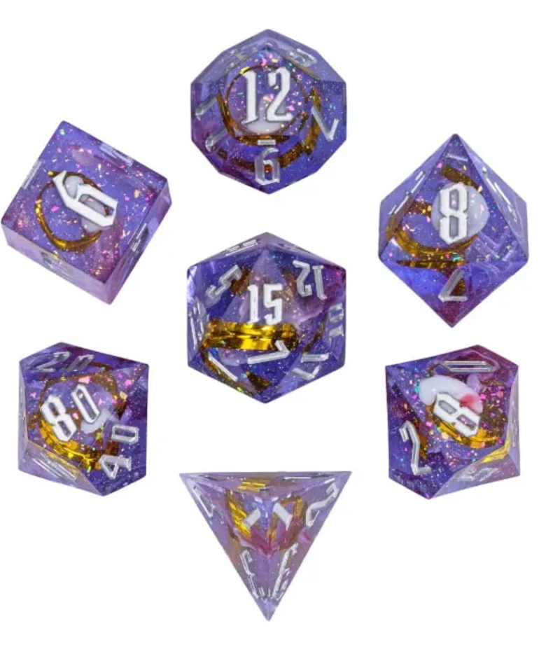Gameopolis Dice - UDI Gameopolis Dice: Polyhedral 7 Set - Handmade - Golden Ribbon