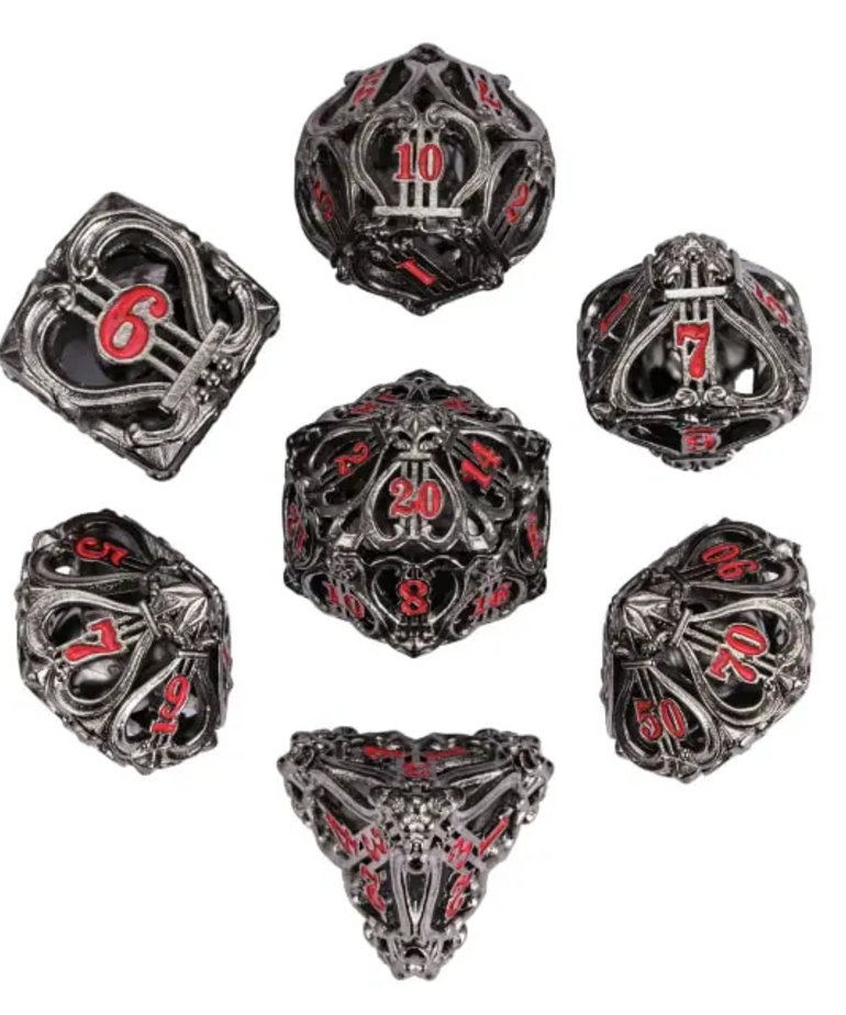 Gameopolis Dice - UDI Gameopolis Dice: Polyhedral 7 Set - Hollow Rainbow Metal Dice - Music - Black & Red