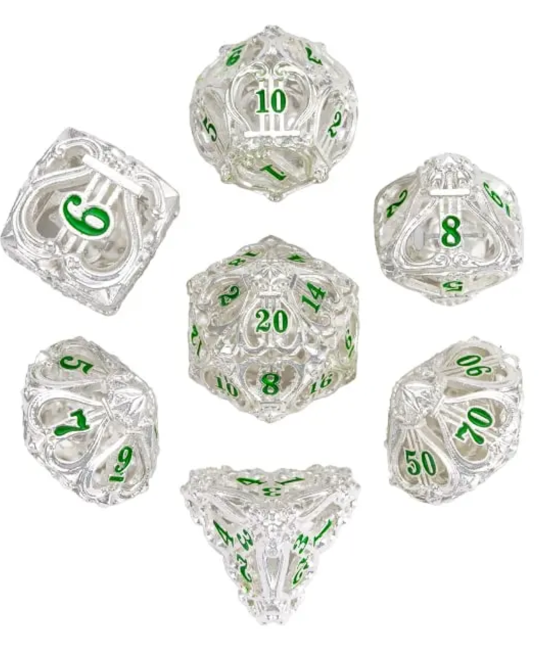 Gameopolis Dice - UDI Gameopolis Dice: Polyhedral 7 Set - Hollow Metal Dice - Music - Silver & Green