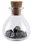 Hymgho Premium Gaming - HYO Hymgho Premium Gaming - Unseelie Polyhedral 7-Die Set - Potion Bottle - Mini Metal - Ancient Silver