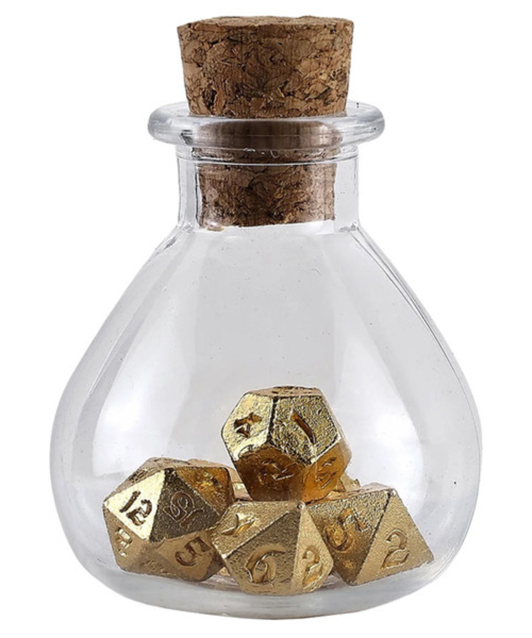 Hymgho Premium Gaming - HYO Hymgho Premium Gaming - Unseelie Polyhedral 7-Die Set - Potion Bottle - Mini Metal - Gold