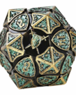 Hymgho Premium Gaming - HYO Hymgho Premium Gaming - Polyhedral 7-Die Set - Solid Metal - Fighter - Ancient Bronze w/ Green Glitter