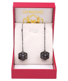 Hymgho Premium Gaming - HYO Dice Earrings - Dragon's Eye Gunmetal w/ Purple Gems