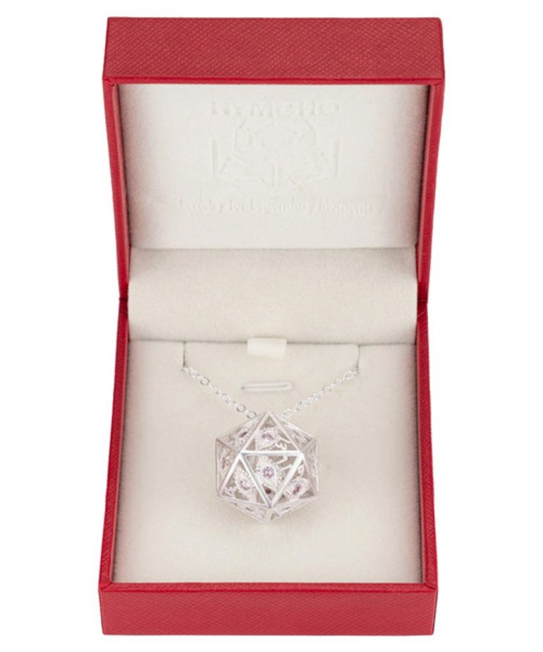 Hymgho Premium Gaming - HYO Hymgho Premium Gaming - Dice Necklace - Dragon's Eye Silver w/ Pink Gems