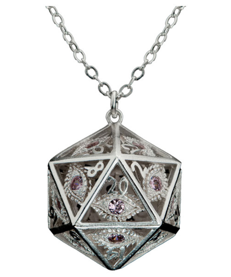 Hymgho Premium Gaming - HYO Hymgho Premium Gaming - Dice Necklace - Dragon's Eye Silver w/ Pink Gems