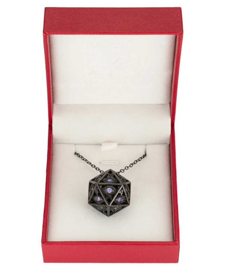 Hymgho Premium Gaming - HYO Hymgho Premium Gaming - Dice Necklace - Dragon's Eye Gunmetal w/ Purple Gems
