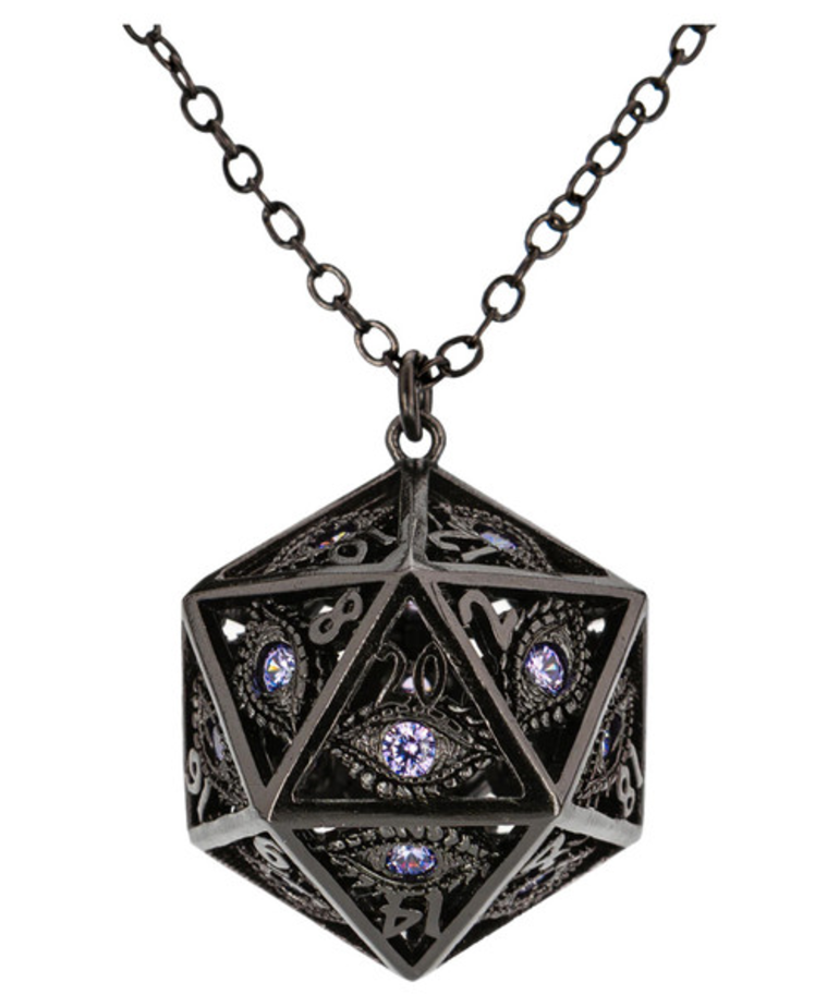 Hymgho Premium Gaming - HYO Hymgho Premium Gaming - Dice Necklace - Dragon's Eye Gunmetal w/ Purple Gems