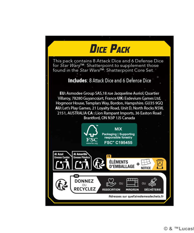 Atomic Mass Games - AMG Star Wars: Shatterpoint - Dice Pack