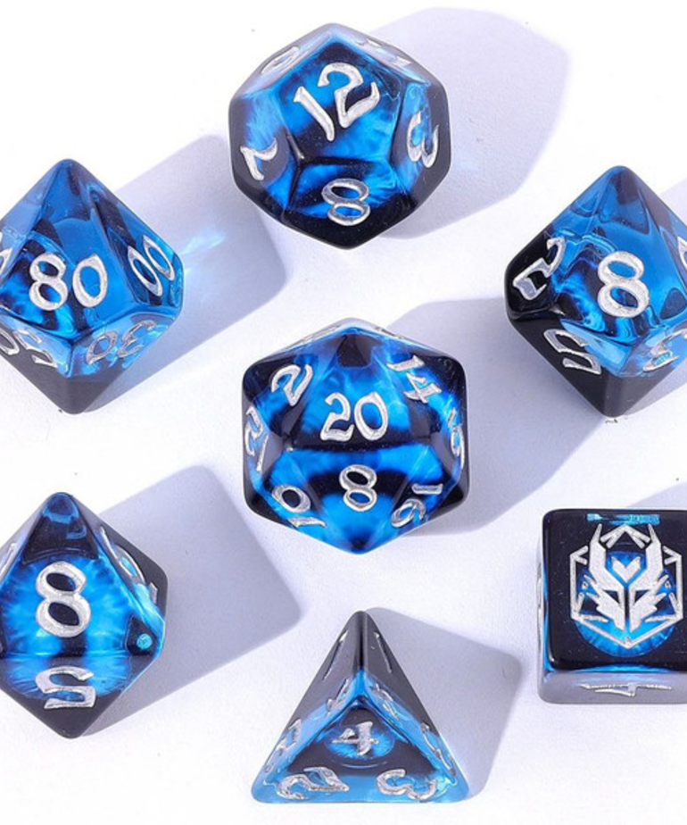 Hymgho Premium Gaming - HYO Hymgho Premium Gaming - Polyhedral 7-Die Set - Wyrmforged: Dragon Eye Blue