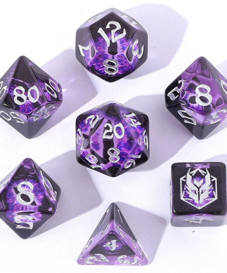 Hymgho Premium Gaming - HYO Hymgho Premium Gaming - Polyhedral 7-Die Set - Wyrmforged: Dragon Eye Purple