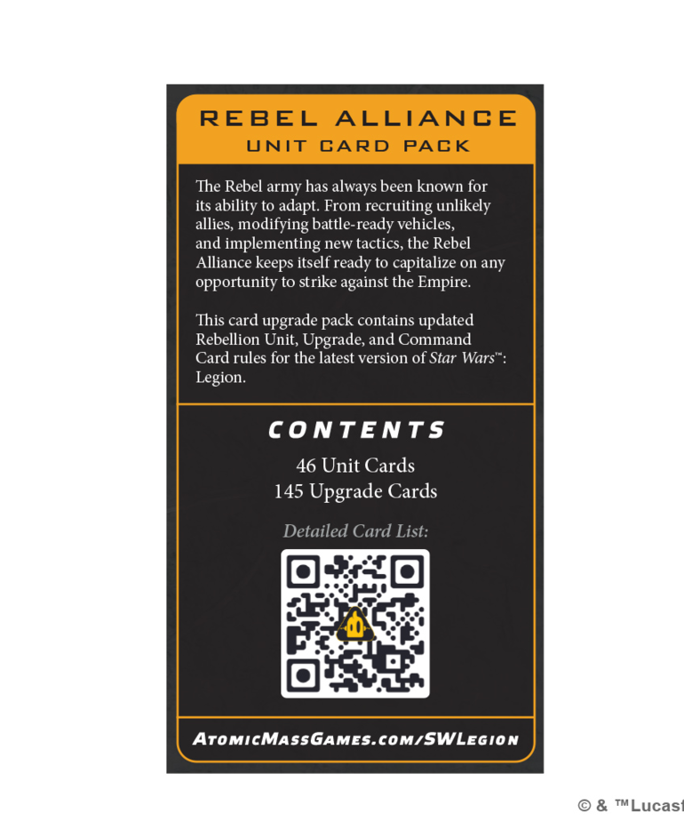 Atomic Mass Games - AMG Star Wars: Legion - Rebellion Card Pack