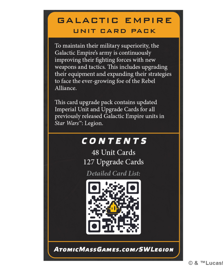 Atomic Mass Games - AMG Star Wars: Legion - Empire Card Pack