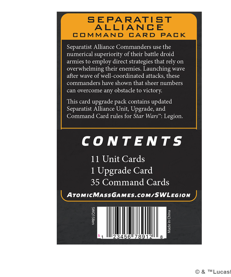 Atomic Mass Games - AMG Star Wars: Legion - Separatist Alliance Command Card Pack
