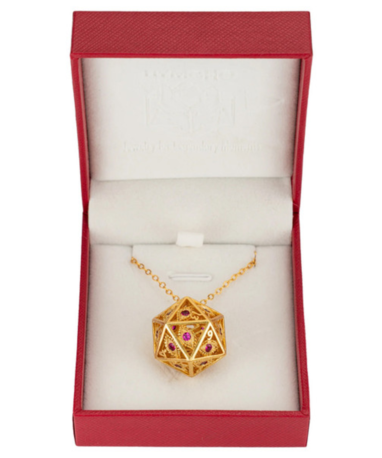 Hymgho Premium Gaming - HYO Hymgho Premium Gaming - Dice Necklace - Dragon's Eye Gold with Ruby Red Gems
