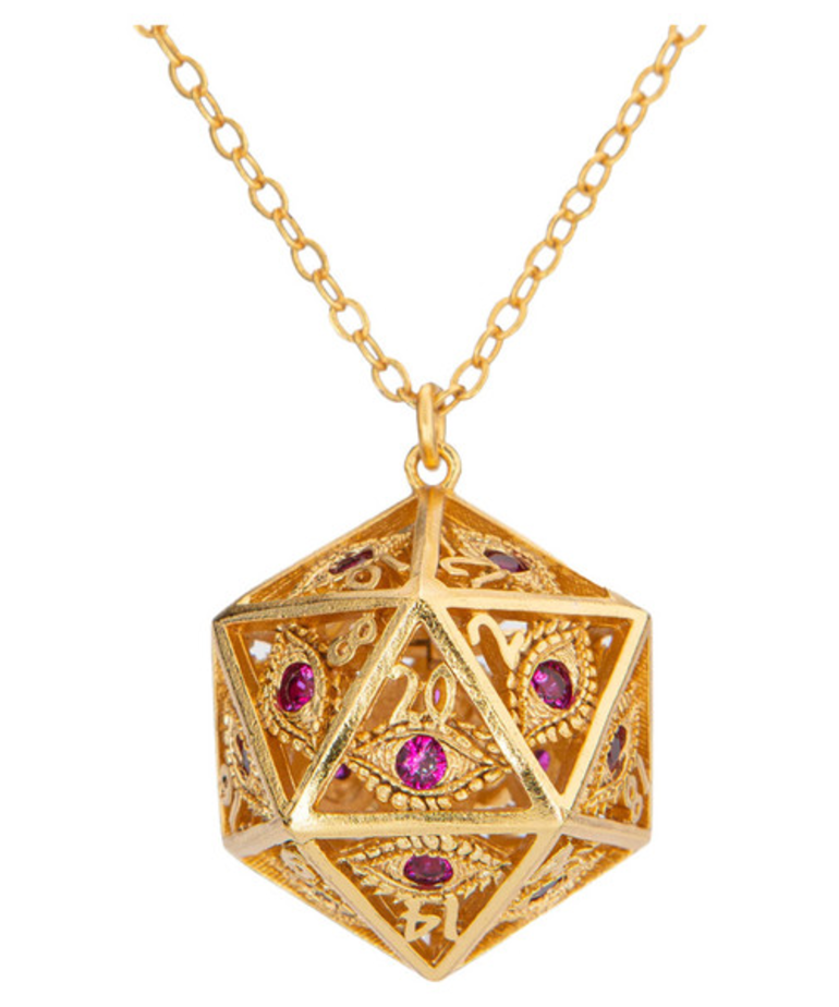 Hymgho Premium Gaming - HYO Hymgho Premium Gaming - Dice Necklace - Dragon's Eye Gold with Ruby Red Gems