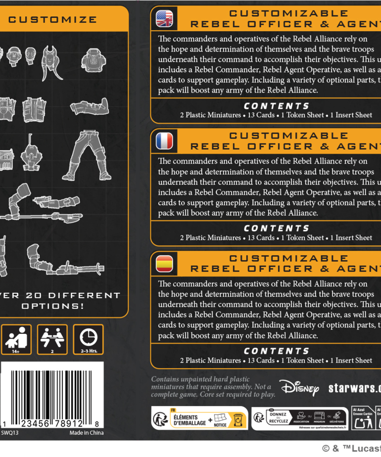 Atomic Mass Games - AMG Star Wars: Legion - Customizable Rebel Officer & Agent